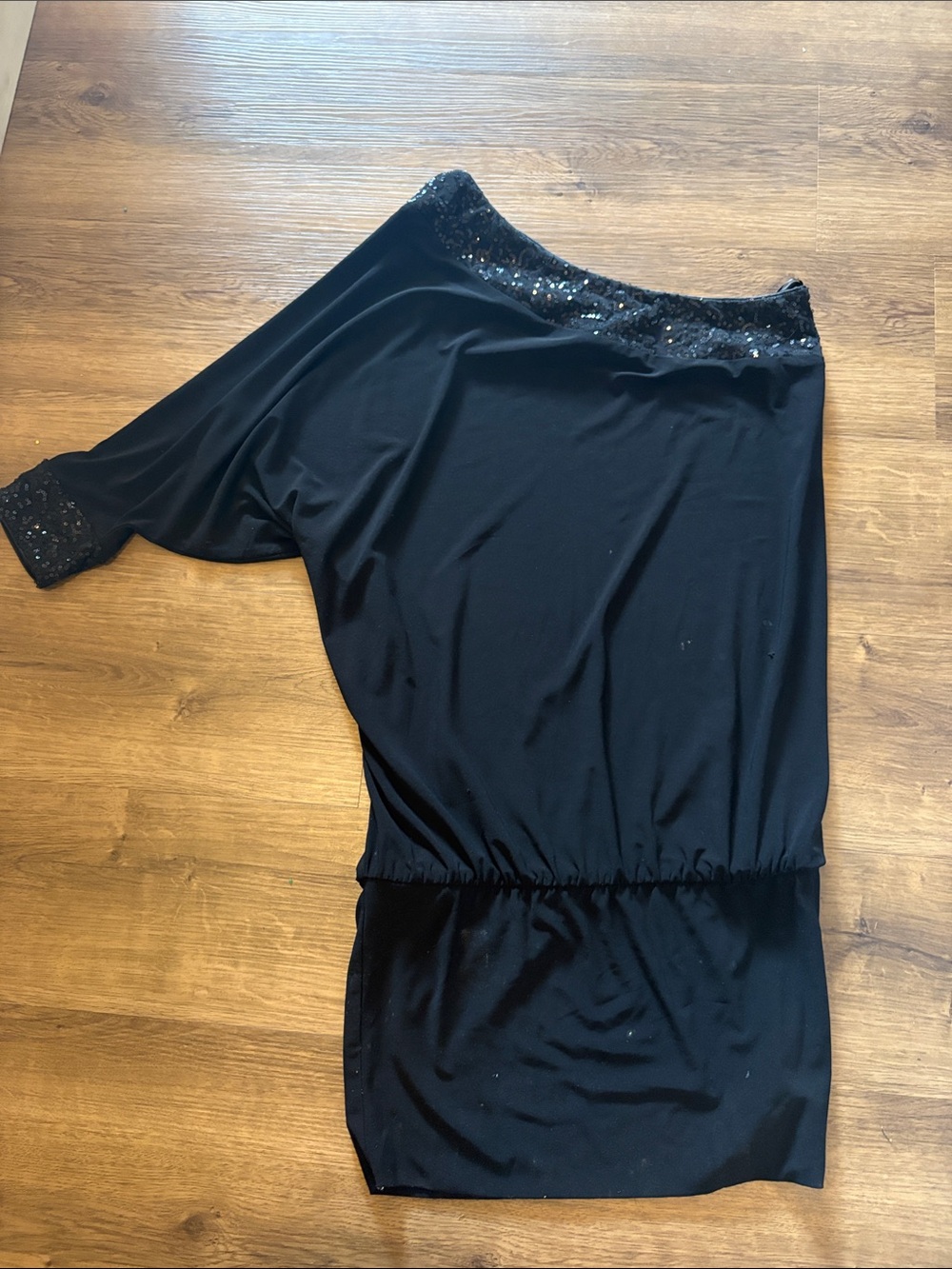 Frederick's of Hollywood Black One-Shoulder Sequin Trim Dress